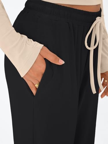 Trendy Queen Women's 2 Piece Matching Lounge Set Long Sleeve Slightly Crop Top Wide Leg Pants Casual Sweatsuit