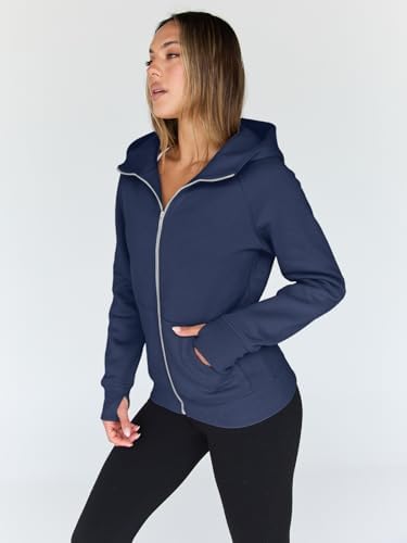 Trendy Queen Womens Zip Up Hoodies Fleece Jackets Oversized Sweatshirts Fall Fashion Outfits Sweaters Winter Clothes