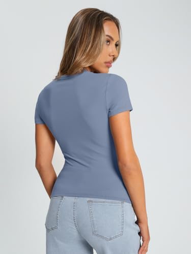 Trendy Queen Womens Basic T Shirts Summer Tops 2025 Crop Short Sleeve Slim Fit Tee Cute Gym Workout Clothes