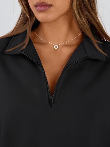 Trendy Queen Womens Oversized Sweatshirts Fall Sweaters Fashion Hoodies Half Zip Pullover Long Sleeve Shirts Clothes