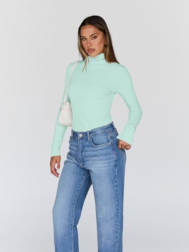 Trendy Queen Women's Turtleneck Long Sleeve Shirts Fall Fashion Basic Thermal Underwear Tops Winter Clothes 2025