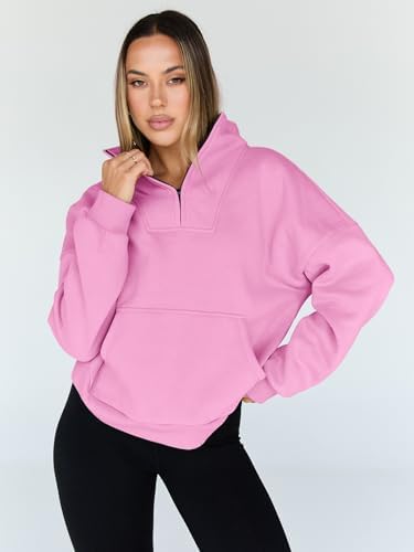 Trendy Queen Womens Sweatshirts Quarter Half Zip Pullover Oversized Hoodies Fall Fashion 2025 Winter Fleece Jackets Sweaters