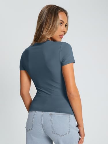 Trendy Queen Womens Basic T Shirts Summer Tops 2025 Crop Short Sleeve Slim Fit Tee Cute Gym Workout Clothes