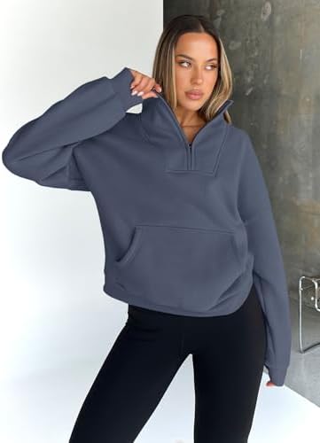 Trendy Queen Womens Sweatshirts Quarter Half Zip Pullover Oversized Hoodies Fall Fashion 2025 Winter Fleece Jackets Sweaters