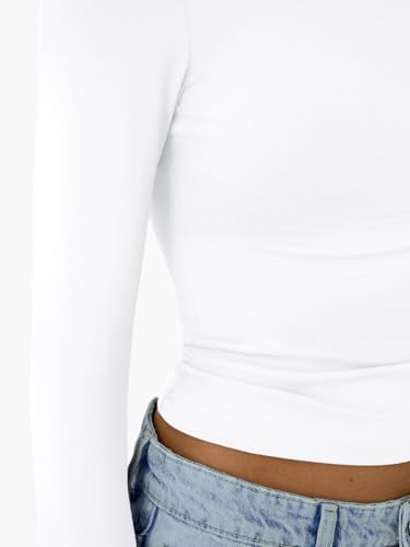 Trendy Queen Womens Long Sleeve T-Shirts Basic Crop Tops 2025 Fall Fashion Outfits Going Out Winter Clothes