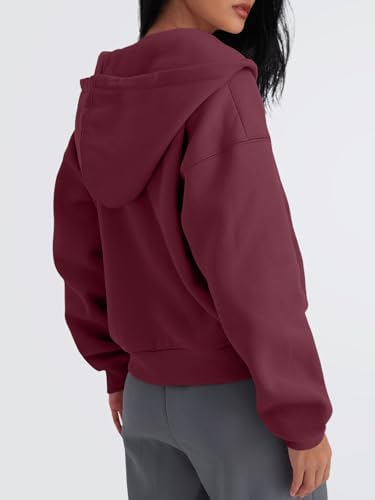 Trendy Queen Zip Up Hoodies For Women Cropped Sweatshirts Fall Fashion Outfits 2025 Y2k Fleece Teen Girls Clothes