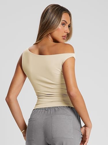 Trendy Queen Womens Summer Off The Shoulder Tops Going Out T Shirts Crop Tank Top Fashion Clothes Spring Outfits 2025