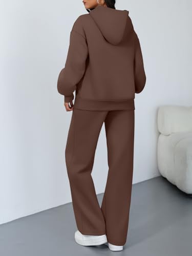 Trendy Queen 2 Piece Lounge Sweat Sets Plus Size Fall Fashion Matching Sweatsuits Wide Leg Pants Travel Outfit Winter Clothes