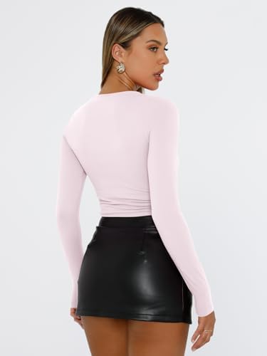 Trendy Queen Womens Long Sleeve T Shirts Fall Fashion 2025 Basic Crop Tops Going Out Outfits Y2k Clothes