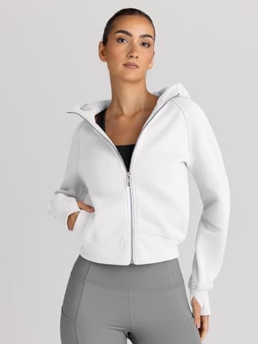 Trendy Queen Womens Zip Up Hoodies Jackets Cropped Sweatshirts Fleece Fall Outfits Casual Comfy Y2k Tops Winter Clothes 2025