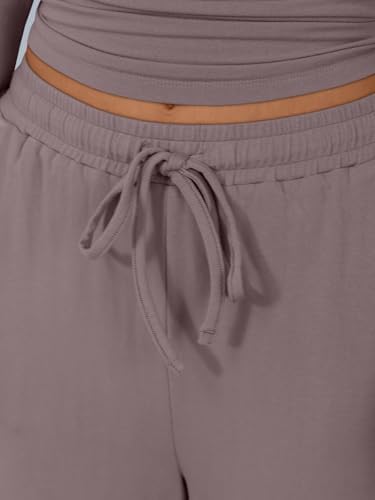 Trendy Queen Women's 2 Piece Matching Lounge Sets Long Sleeve Henley Neck Slightly Crop Top Wide Leg Pants Casual Sweat Suit