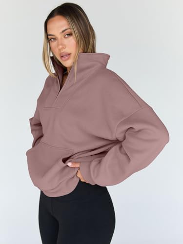 Trendy Queen Womens Sweatshirts Quarter Half Zip Pullover Oversized Hoodies Fall Fashion 2025 Winter Fleece Jackets Sweaters