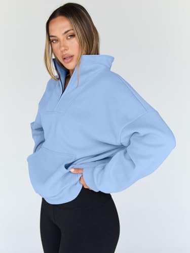 Trendy Queen Womens Sweatshirts Quarter Half Zip Pullover Oversized Hoodies Fall Fashion 2025 Winter Fleece Jackets Sweaters