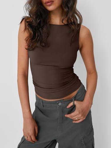 Trendy Queen Women Going Out Summer Tank Tops Spring Casual Basic Cute 2025 Sleeveless Shirt Vacation Fashion Outfit Clothes