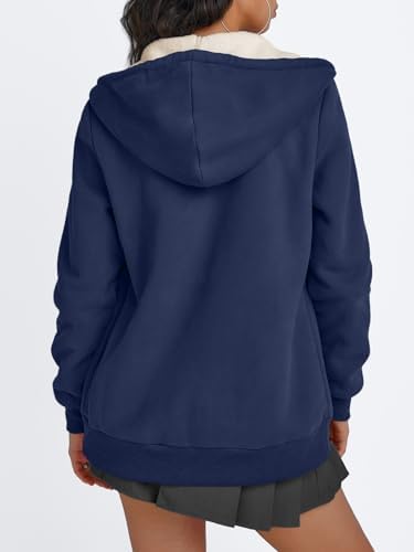 Trendy Queen Zip Up Hoodies for Women Fleece Lined Jackets Winter Coats Long Sleeve Sweatshirts Pullover Fall Clothes