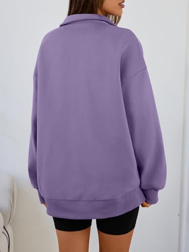 Trendy Queen Womens Oversized Sweatshirts Fall Sweaters Fashion Hoodies Half Zip Pullover Long Sleeve Shirts Clothes