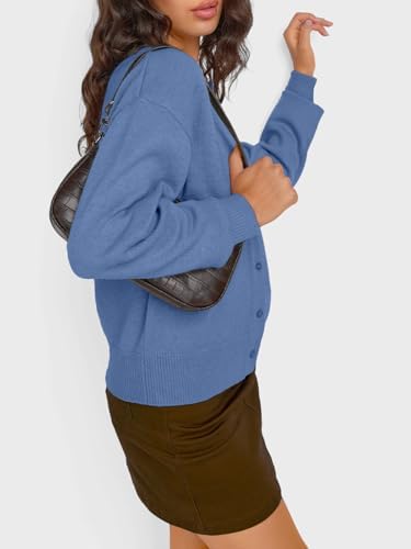 Trendy Queen Cropped Cardigan Sweaters for Women Lightweight Crop Knit Y2k Fall Outfits Fashion Clothes 2025