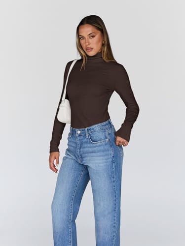 Trendy Queen Women's Turtleneck Long Sleeve Shirts Fall Fashion Basic Thermal Underwear Tops Winter Clothes 2025