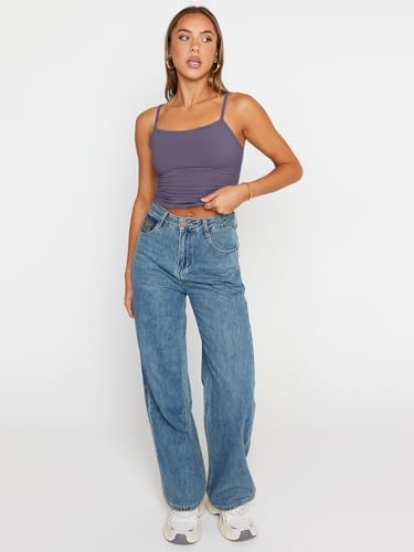 Trendy Queen Womens Adjustable Camisole Sleeveless Square Neck Spaghetti Strap Tank Tops Basic Shirt