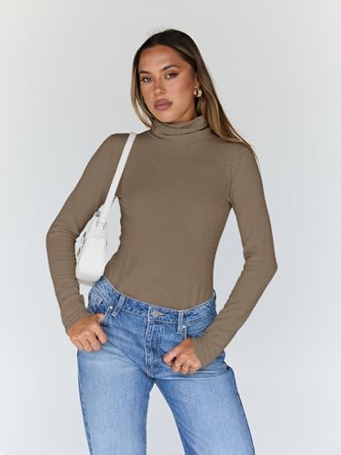 Trendy Queen Women's Turtleneck Long Sleeve Shirts Fall Fashion Basic Thermal Underwear Tops Winter Clothes 2025