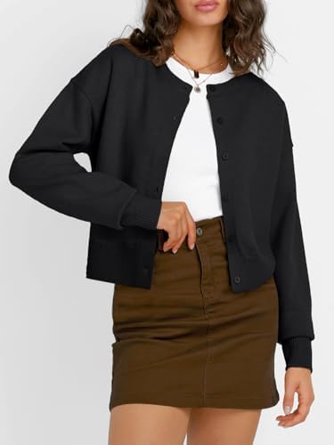 Trendy Queen Cropped Cardigan Sweaters for Women Lightweight Crop Knit Y2k Fall Outfits Fashion Clothes 2025