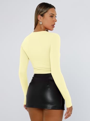 Trendy Queen Womens Long Sleeve T Shirts Fall Fashion 2025 Basic Crop Tops Going Out Outfits Y2k Clothes