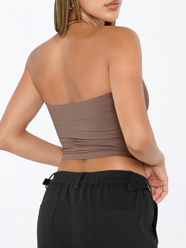 Trendy Queen Womens Tube Tops Strapless Crop Tops Basic Backless Sleeveless Bandeau Going Out Cute 2025 Summer Outfits