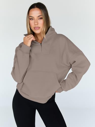 Trendy Queen Womens Sweatshirts Quarter Half Zip Pullover Oversized Hoodies Fall Fashion 2025 Winter Fleece Jackets Sweaters