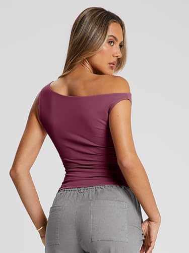 Trendy Queen Womens Summer Off The Shoulder Tops Going Out T Shirts Crop Tank Top Fashion Clothes Spring Outfits 2025