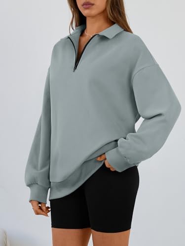 Trendy Queen Womens Oversized Sweatshirts Fall Sweaters Fashion Hoodies Half Zip Pullover Long Sleeve Shirts Clothes