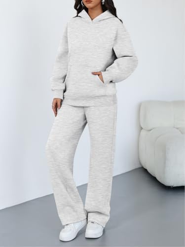 Trendy Queen 2 Piece Lounge Sweat Sets Plus Size Fall Fashion Matching Sweatsuits Wide Leg Pants Travel Outfit Winter Clothes