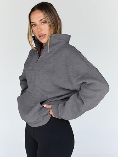 Trendy Queen Womens Sweatshirts Quarter Half Zip Pullover Oversized Hoodies Fall Fashion 2025 Winter Fleece Jackets Sweaters
