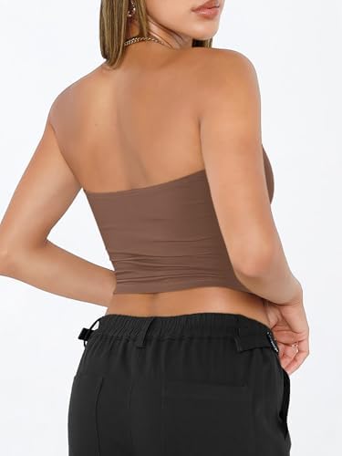Trendy Queen Womens Tube Tops Strapless Crop Tops Basic Backless Sleeveless Bandeau Going Out Cute 2025 Summer Outfits