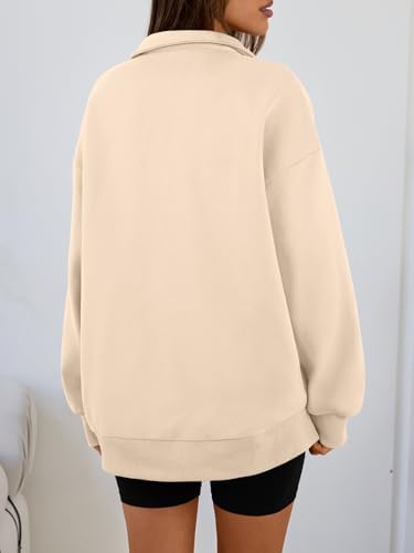Trendy Queen Womens Oversized Sweatshirts Fall Sweaters Fashion Hoodies Half Zip Pullover Long Sleeve Shirts Clothes