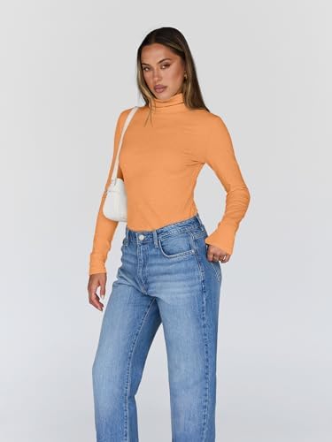 Trendy Queen Women's Turtleneck Long Sleeve Shirts Fall Fashion Basic Thermal Underwear Tops Winter Clothes 2025