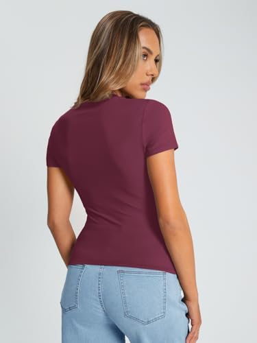 Trendy Queen Womens Basic T Shirts Summer Tops 2025 Crop Short Sleeve Slim Fit Tee Cute Gym Workout Clothes