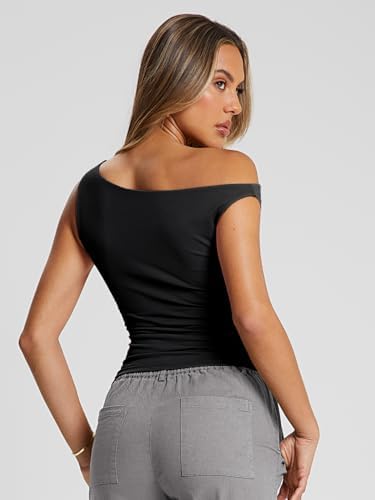 Trendy Queen Womens Summer Off The Shoulder Tops Going Out T Shirts Crop Tank Top Fashion Clothes Spring Outfits 2025