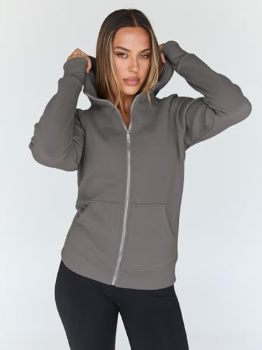 Trendy Queen Womens Zip Up Hoodies Fleece Jackets Oversized Sweatshirts Fall Fashion Outfits Sweaters Winter Clothes