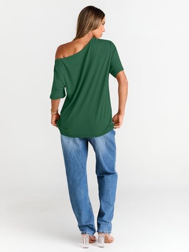 Trendy Queen Womens Off The Shoulder Tops Oversized T-Shirts Short Sleeve Tees Summer 2025 Casual Spring Fashion Clothes