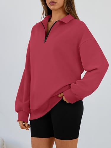 Trendy Queen Womens Oversized Sweatshirts Fall Sweaters Fashion Hoodies Half Zip Pullover Long Sleeve Shirts Clothes