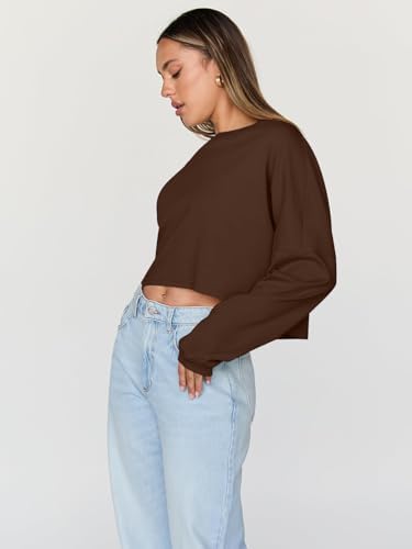 Trendy Queen Cropped Sweatshirts for Women Oversized Crewneck Sweaters Long Sleeve Tops Fall Winter Clothes 2025