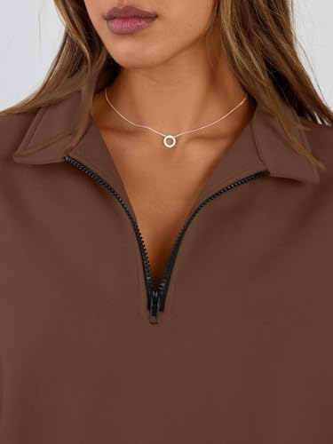 Trendy Queen Womens Oversized Sweatshirts Fall Sweaters Fashion Hoodies Half Zip Pullover Long Sleeve Shirts Clothes