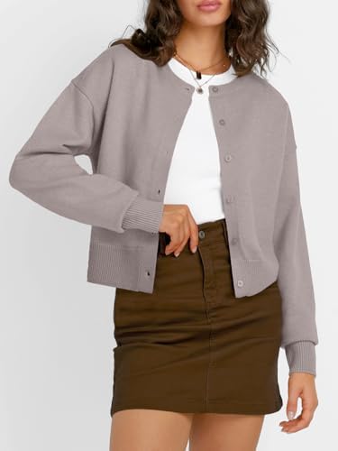 Trendy Queen Cropped Cardigan Sweaters for Women Lightweight Crop Knit Y2k Fall Outfits Fashion Clothes 2025