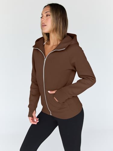 Trendy Queen Womens Zip Up Hoodies Fleece Jackets Oversized Sweatshirts Fall Fashion Outfits Sweaters Winter Clothes