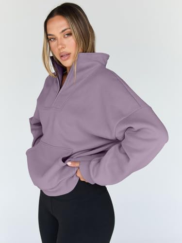 Trendy Queen Womens Sweatshirts Quarter Half Zip Pullover Oversized Hoodies Fall Fashion 2025 Winter Fleece Jackets Sweaters