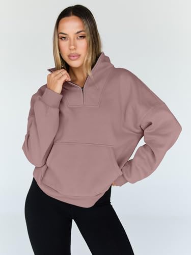 Trendy Queen Womens Sweatshirts Quarter Half Zip Pullover Oversized Hoodies Fall Fashion 2025 Winter Fleece Jackets Sweaters