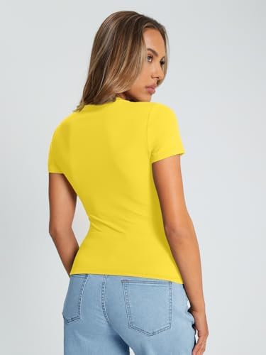 Trendy Queen Womens Basic T Shirts Summer Tops 2025 Crop Short Sleeve Slim Fit Tee Cute Gym Workout Clothes