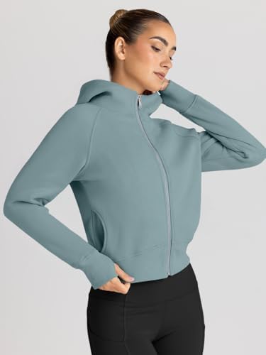 Trendy Queen Womens Zip Up Hoodies Jackets Cropped Sweatshirts Fleece Fall Outfits Casual Comfy Y2k Tops Winter Clothes 2025