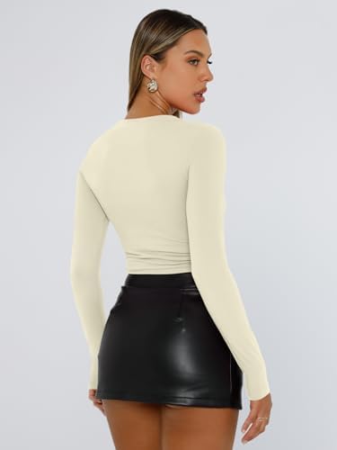 Trendy Queen Womens Long Sleeve T Shirts Fall Fashion 2025 Basic Crop Tops Going Out Outfits Y2k Clothes