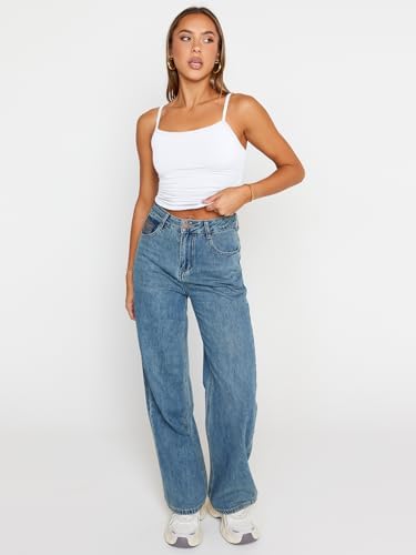 Trendy Queen Womens Adjustable Camisole Sleeveless Square Neck Spaghetti Strap Tank Tops Basic Shirt